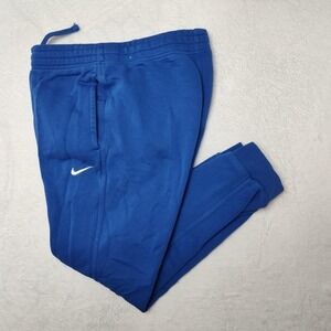 Nike Jogger Pants Mens Medium Blue Club Fleece Sweatpants Cuffed Swoosh